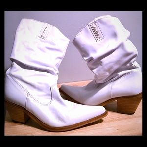 Aldo Shoes Genuine White Leather Cowboy Boots